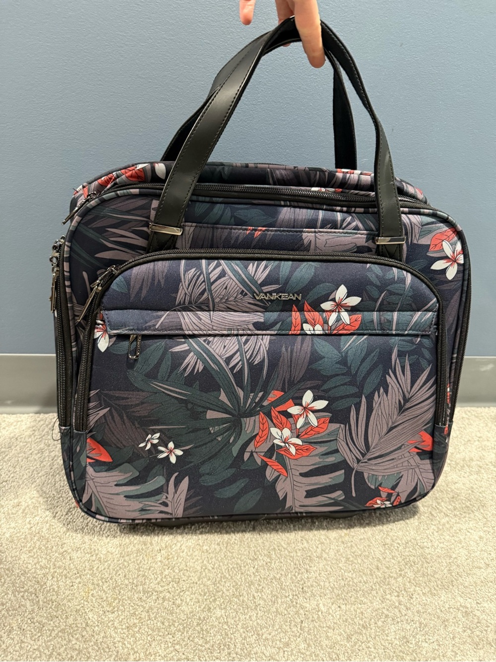 VANKEAN Rolling Laptop Case Premium Rolling Travel Luggage Bag Floral RFID